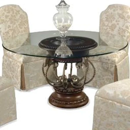 Glass Top Dining Table with Metal Base